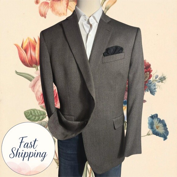 STAFFORD Men's 48R Brown Lamb Wool Blazer Sport Coat 2-Button Jacket Classic fit - Picture 1 of 16